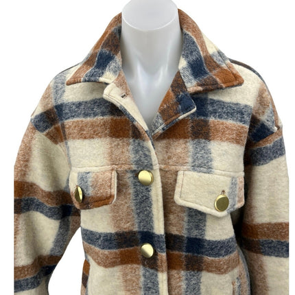 Zara Women's Multicolor Plaid Check Gold Button Oversized Blazer Coat Jacket S