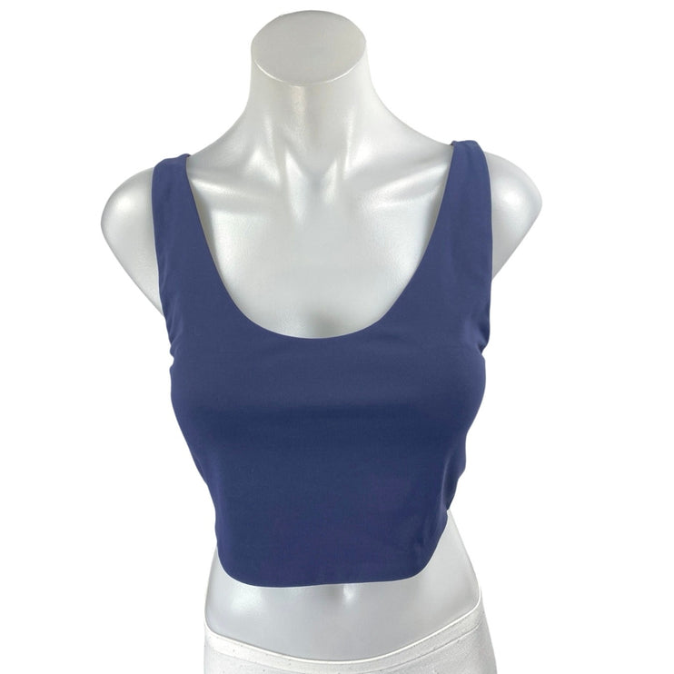 Aritzia Babaton Women's Blue Sleeveless Scoop Neck Cami Tank Crop Top Size L