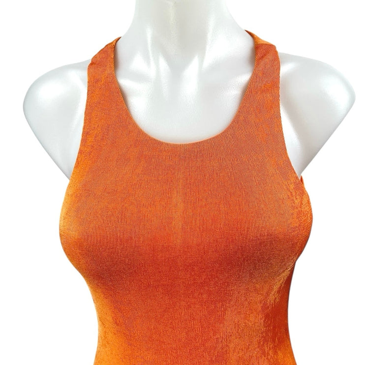 Lioness Orange Velvet Velour Sleeveless Racerback Tank Mini Bodycon Dress Size S