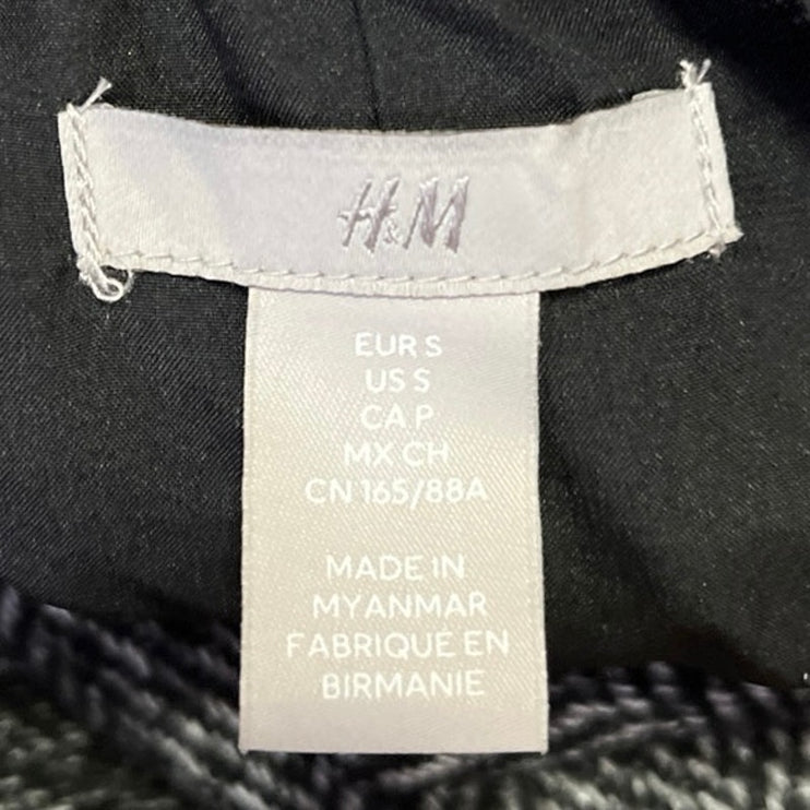 H&M Women's Gray Wool Sleeveless Herringbone Deep V-Neck Mini Vest Tank Dress S