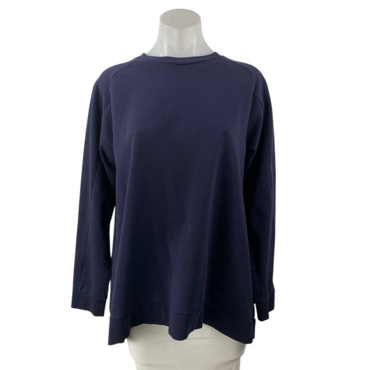 6397 Women's Navy Blue Long Sleeve Crew Neck Boxy Sweater Sweatshirt Top Size M