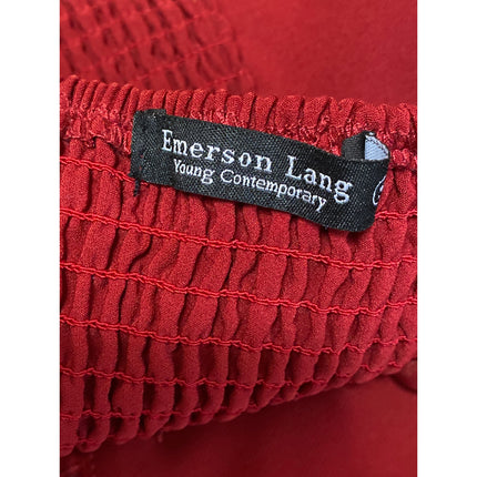 Emerson Lang Red Strapless Sweetheart Tube Bandeau Button Up Blouse Top Size S