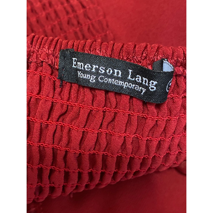 Emerson Lang Red Strapless Sweetheart Tube Bandeau Button Up Blouse Top Size S