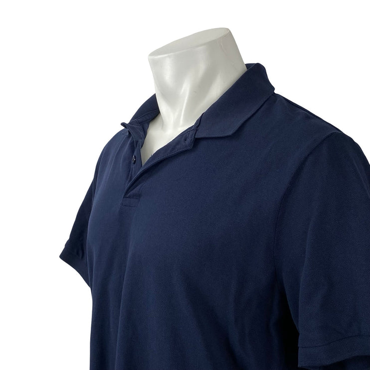 John Lewis Men's Navy Blue Short Sleeve Knit Golf Casual Polo Shirt Top Size L