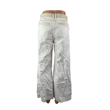 Something Navy Women's Beige White Colorblock Wide Leg Trousers Pants Size S