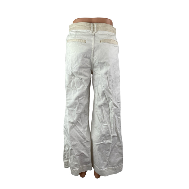 Something Navy Women's Beige White Colorblock Wide Leg Trousers Pants Size S