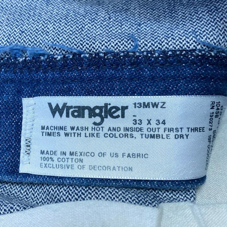 Wrangler Women's Blue High Waist Frayed Cut-Off Bermuda Denim Jeans Shorts 33x34