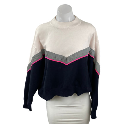 Zara Knit Color Block Chevron Women's Crew Neck Long Sleeve Sweater Top M