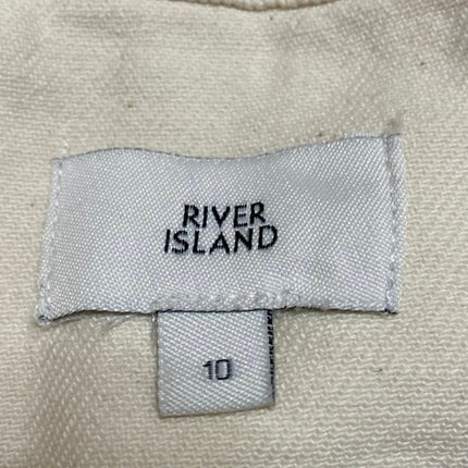 River Island Cream Jeweled Rhinestone Button Denim Corset Bandeau Crop Top Sz 10