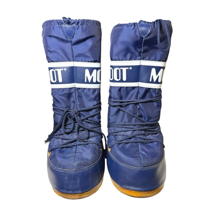 Moon Boot Icon Womens Navy Blue Nylon Criss Cross Winter Snow Boots Size 10-11.5