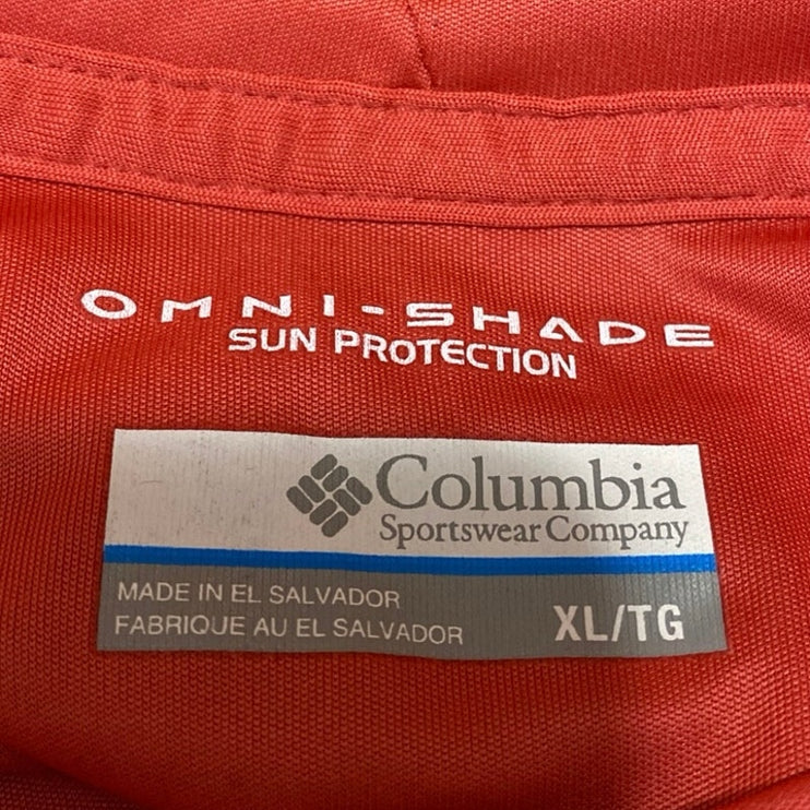 Columbia Omni-Shade Men's Orange Logo Crewneck Long Sleeve Tee T-Shirt Top Sz XL