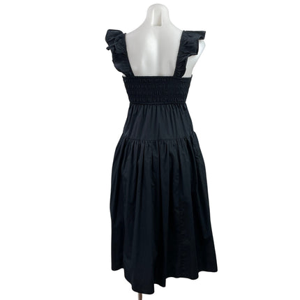 Abercrombie & Fitch Black Ruffle Sweetheart Tiered A Line Midi Dress Size XXSP