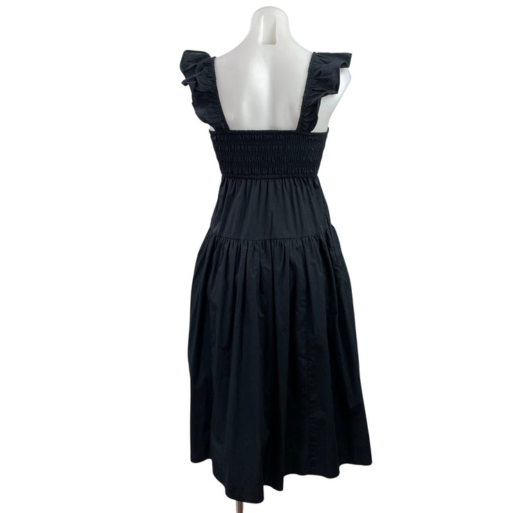Abercrombie & Fitch Black Ruffle Sweetheart Tiered A Line Midi Dress Size XXSP