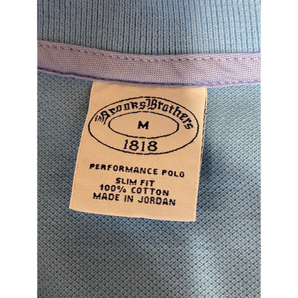 Brooks Brothers Mens Blue Cotton Short Sleeve Slim Performance Polo Shirt Top M