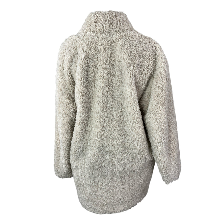 Aritzia Wilfred Cream Faux Fur Robe Collar Long Sleeve Cardigan Coat Jacket Sz S