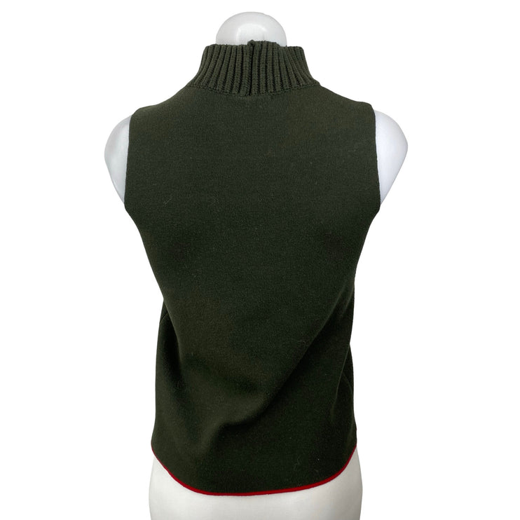 Zara Women's Green Knit Turtle Neck Sleeveless Slim Fit Tank Vest Sweater Top M