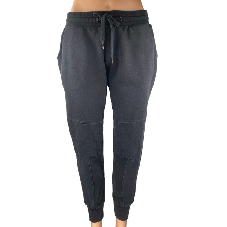 Eleven Paris Black Elastic Waist Drawstring Tapered Leg Trousers Joggers Pants S