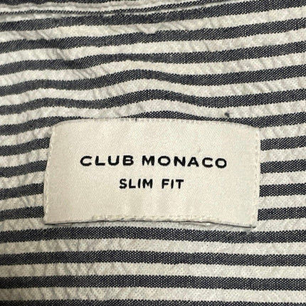 Club Monaco Women's Gray White Striped Slim Fit Button Down Shirt Top Size M