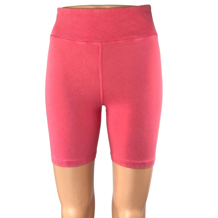 Free People Pink High Waisted Tight Yoga Workout Athletic Biker Shorts Size S