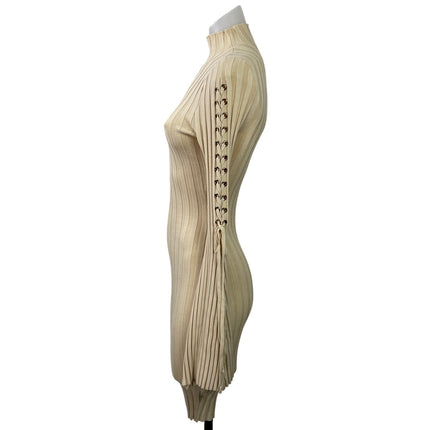Fashion Nova Cream Beige Ribbed Knit Turtleneck Long Sleeve Sweater Dress Size S