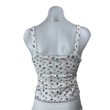 Danielle Guizio Dani Terry Women's White Pink Sleeveless Floral Cami Tank Top S