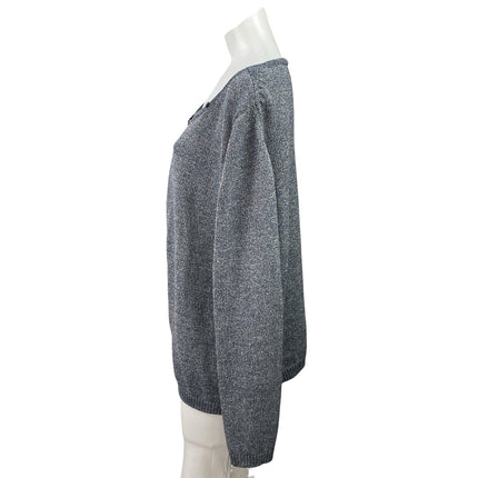 Massimo Dutti Women's Blue Gray Knit Button Long Sleeve Cardigan Sweater Top XL