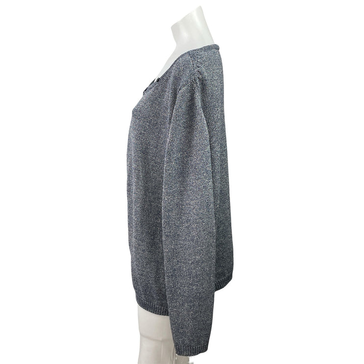 Massimo Dutti Women's Blue Gray Knit Button Long Sleeve Cardigan Sweater Top XL