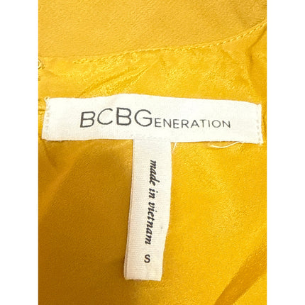 BCBGeneration Women's Yellow Sleeveless Tie Neck Pleated Mini Tank Shift Dress S