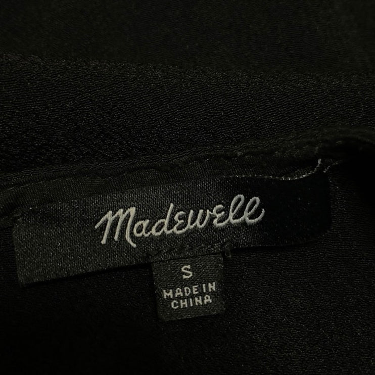 Madewell Women's Black Sleeveless Crew Neck Ruffle Peplum Blouse Tank Top Size S