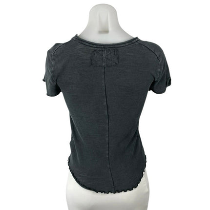 Free People We The Free Be My Baby Short Sleeve Lettuce Hem Tee T-Shirt Top XS
