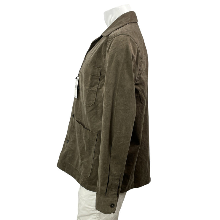 NEW MNG Mango Men's Olive Green Corduroy Pocket Button Down Overshirt Size XL