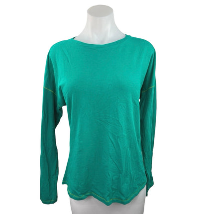 Terez Women's Green Crew Neck Long Sleeve Pullover Activewear Sports Top Size S