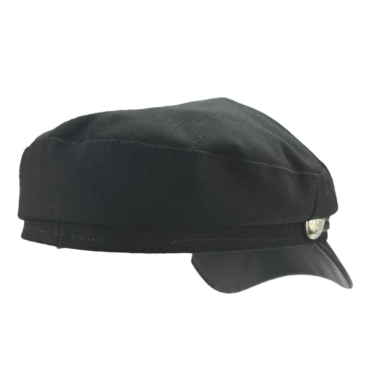 Women's Black Braided Leather Fashion Painter Newsboy Beret Cap Hat Size S
