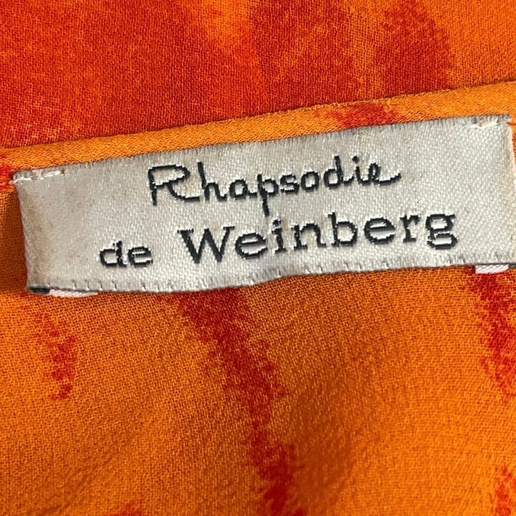 Rhapsodie De Weinberg Orange Leopard Animal Print Tie Front Sheer Blouse Top 40