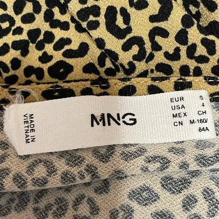 MNG Mango Brown Black Long Sleeves Leopard Print Tiered Faux Wrap Mini Dress 4