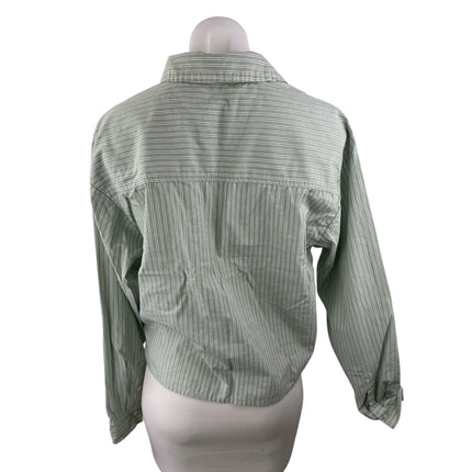 Abercrombie & Fitch Womens Green Striped Long Sleeve Button Down Shirt Top Sz S