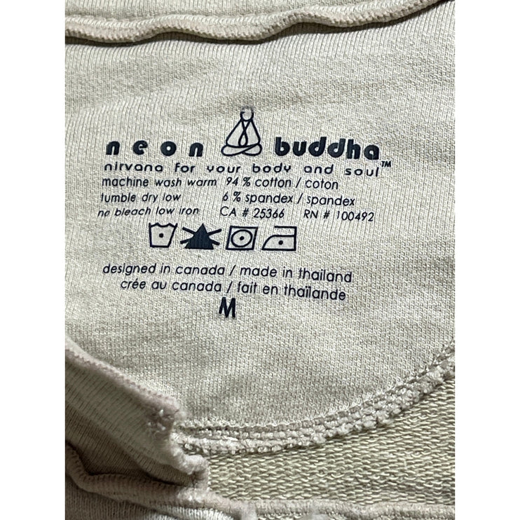 Neon Buddha Pieced-Panel Womens Beige Patchwork Cardigan Blazer Coat Jacket Sz M