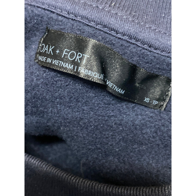 Oak + Fort Womens Navy Blue East Coast Fleece Long Sleeve Sweatshirt Top Size XS