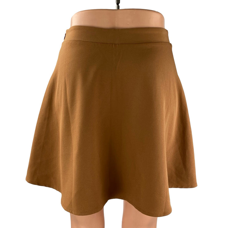Tobi Women's Brown High Rise Minimalist Sports Mini Skater Flare A-Line Skirt S
