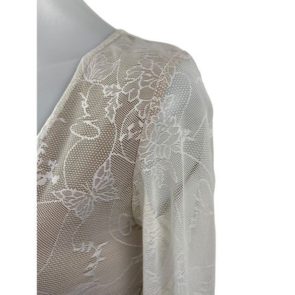 I.AM.GIA Yvette Womens Sheer Mesh Floral Lace V Neck Long Sleeve Blouse Top Sz S