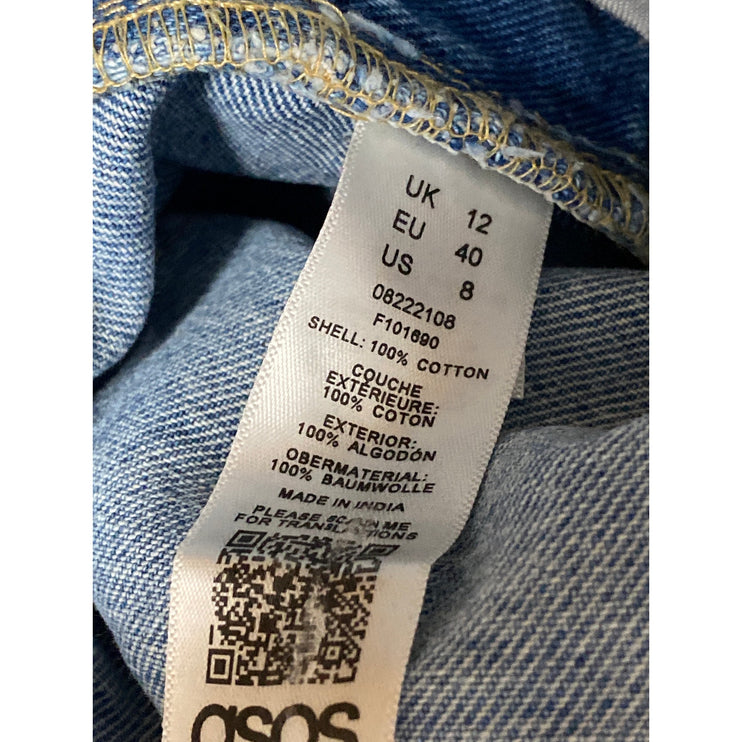 Asos Womens Sleeveless One Piece Denim Dungarees Overalls Jumpsuit Romper Sz 12