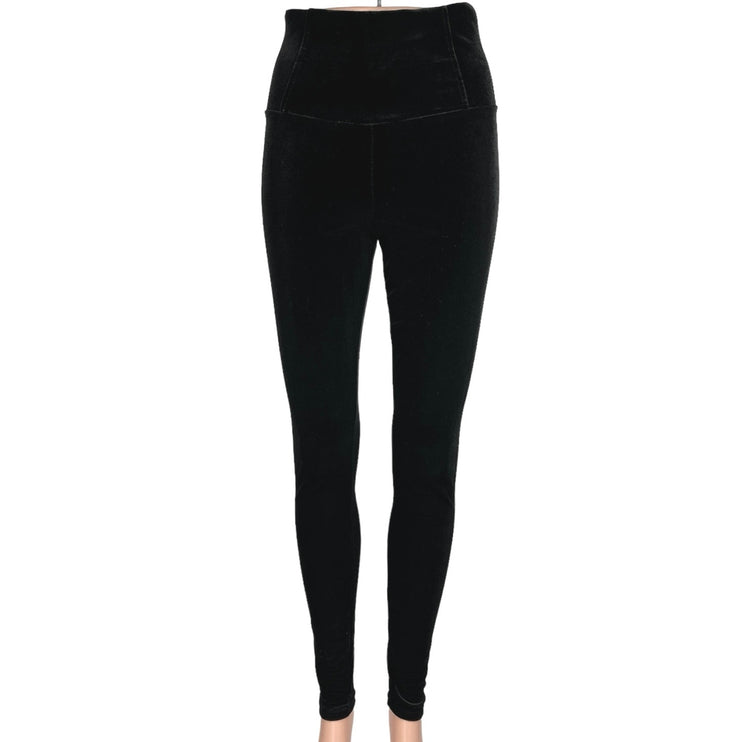 Design Lab Black Velvet Velour High Waist Stretch Ankle Cropped Pants Leggings S