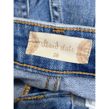 Altar'd State Blue Distressed Frayed Raw Hem Straight Denim Jeans Pants Size 28