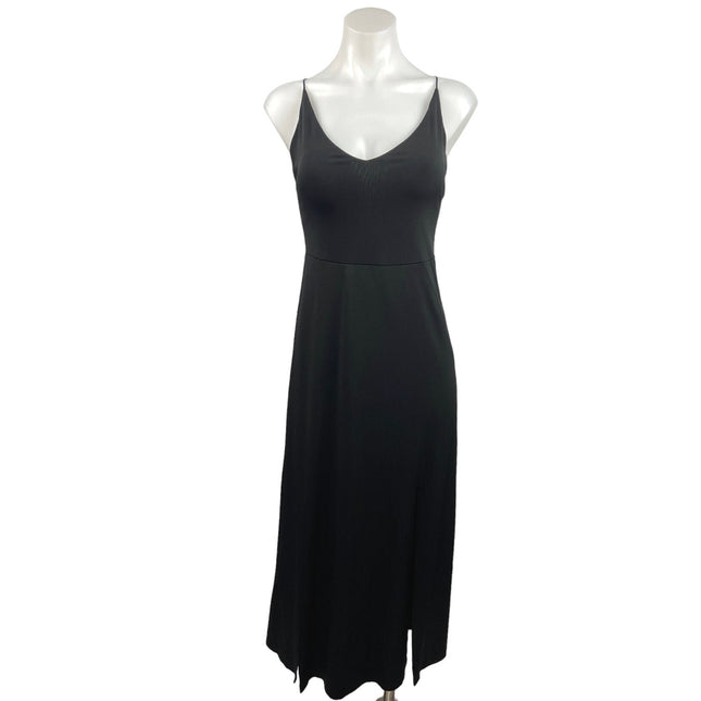 Zara Black Scoop Neck Crisscross Back Spaghetti Strap Front Slit Midi – Brie