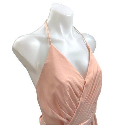 White by Vera Wang Coral Sleeveless Ruffle Halter Bridesmaid Maxi Dress Size 6