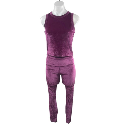 Greyson Elara Velvet Velour Tank Top Leggings Yoga Gym Athletic Activewear Set M