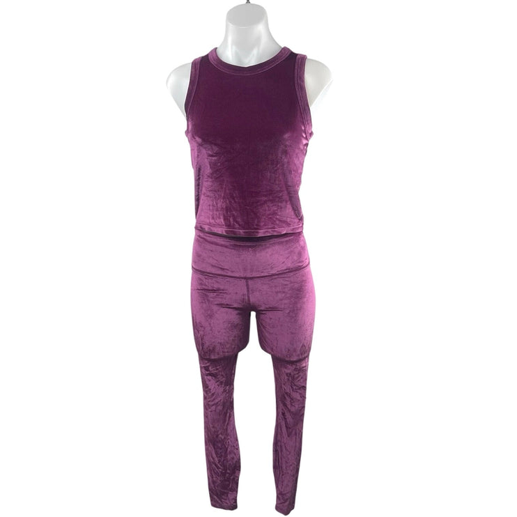 Greyson Elara Velvet Velour Tank Top Leggings Yoga Gym Athletic Activewear Set M