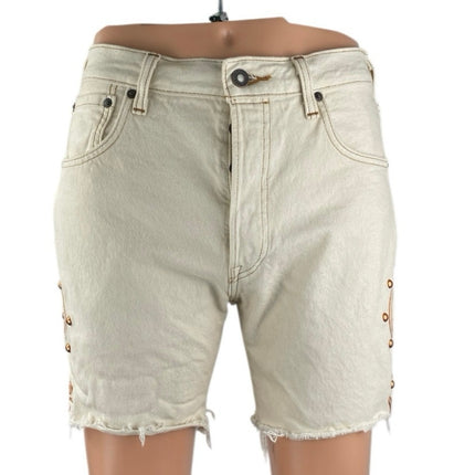 Levi's 501 '93 Mens White Skinny Leg Frayed Cut-Off Rodeo Boots Shorts Size 30