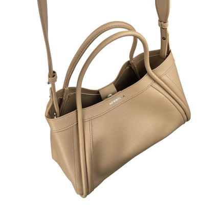 Newbella Kelly Light Beige Nude Faux Leather Vegan Pebble Crossbody Bag Handbag