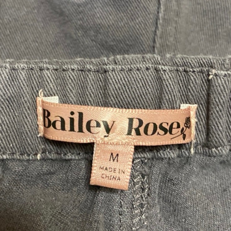 Bailey Rose Gray High Waist Straight Leg Drawstring Cargo Trousers Pants Size M